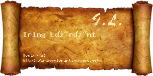 Iring Lóránt névjegykártya