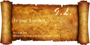 Iring Lóránt névjegykártya